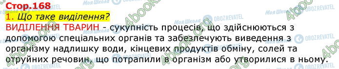 ГДЗ Биология 7 класс страница Стр.168 (1)